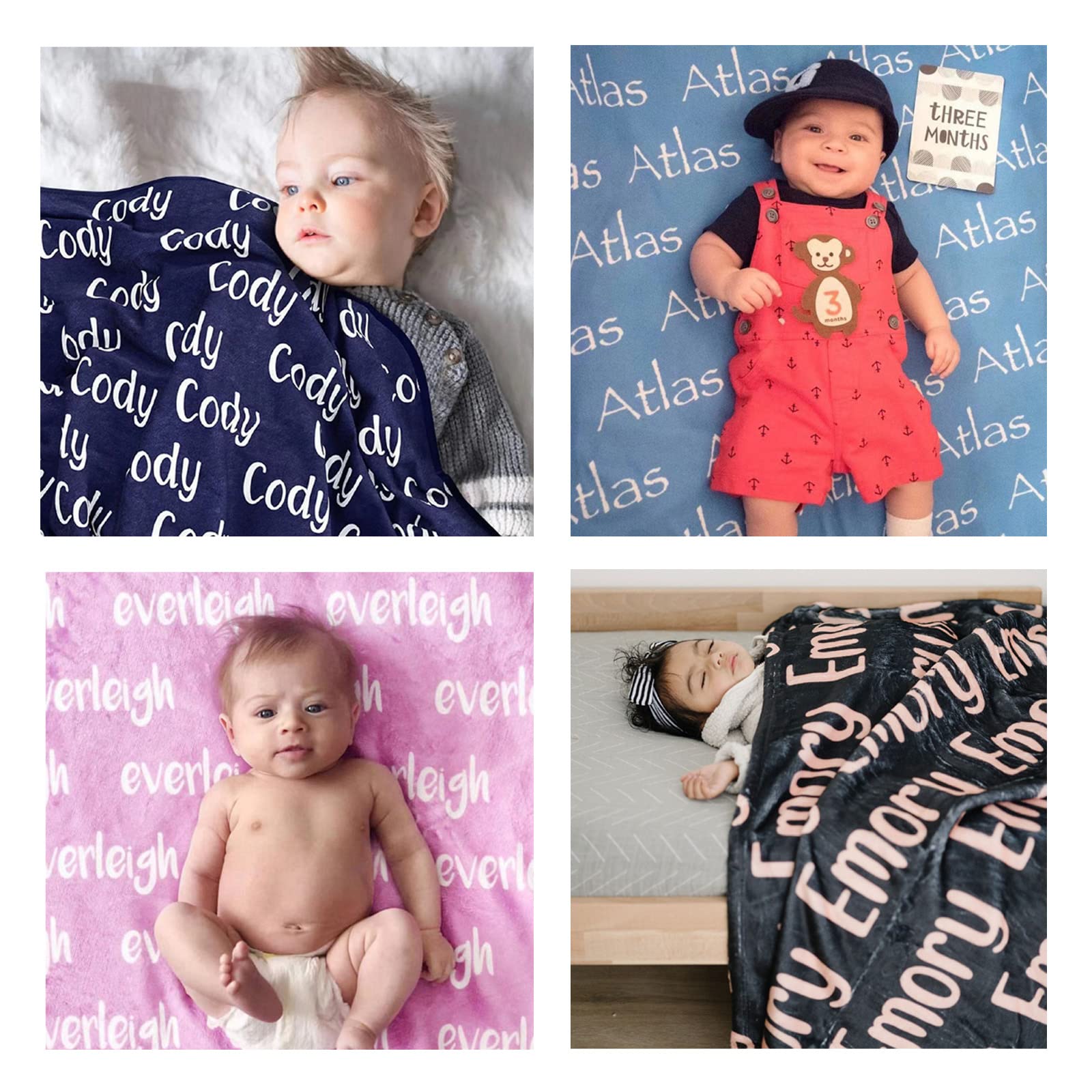 jfu Mantas con nombre personalizadas para niños, mantas y mantas personalizadas, manta con nombre personalizado, mantas personalizadas para niños, mantas de bebé personalizadas para regalo de Navidad,