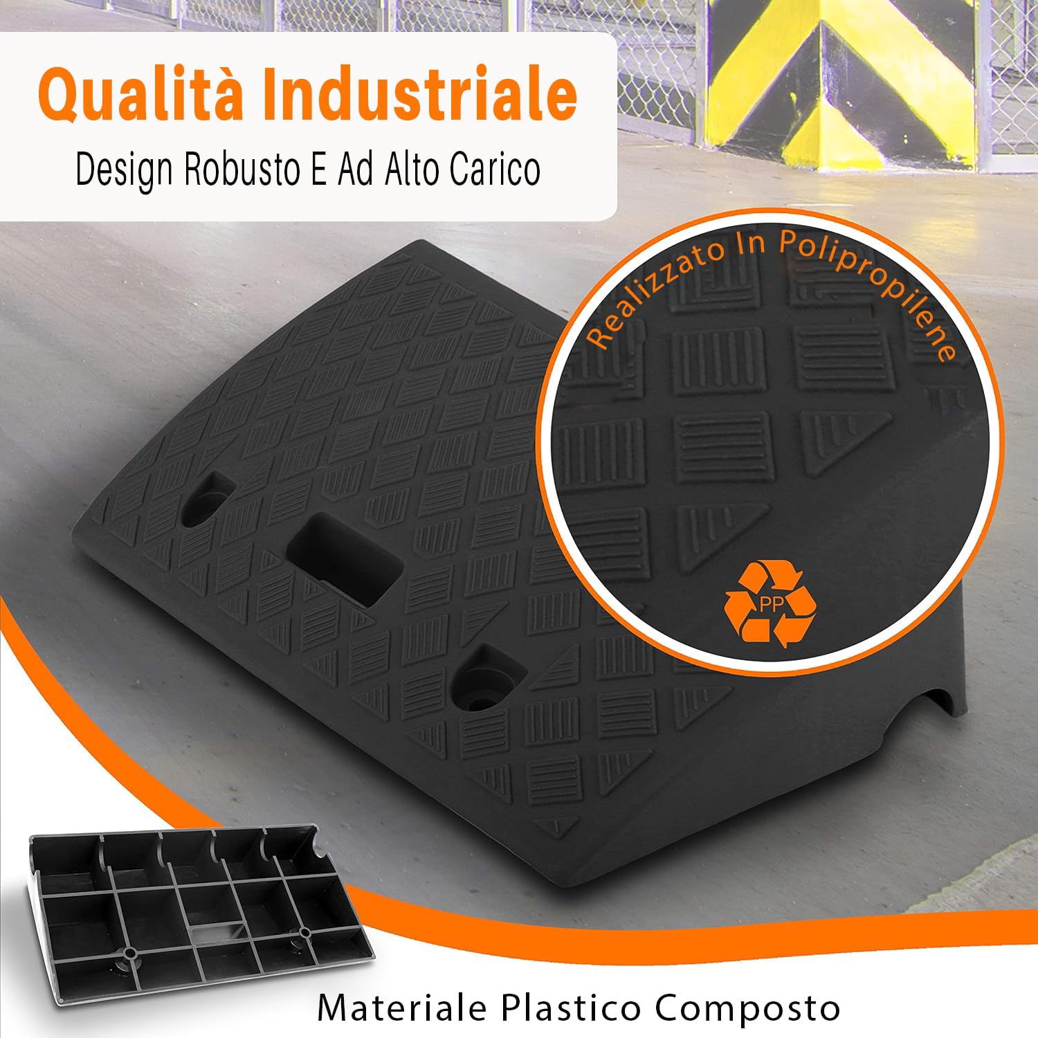 Pyle Rampe per Cordoli in Plastica Leggere e Portatili, Set di Rampe di Soglia in Plastica Resistente da 2 Pezzi per Vialetto, Zona di Carico, Auto, Camion, Scooter, Moto, Mobilità su Sedia a Rotelle