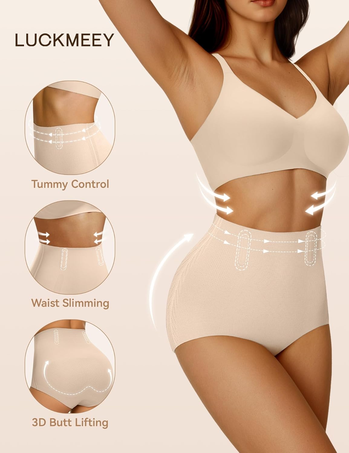 LUCKMEEY Tummy Control Shapewear Underwear for Women Seamless Girdle Butt Lifting Body Shaper Compression Panties Under Dress - Image 2