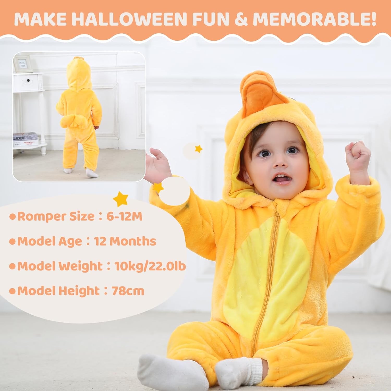 Baby Animal Cosplay Costume Hooded Romper Soft Infant Toddlers Halloween Outfits Winter Autumn Jumpsuit - Image 3