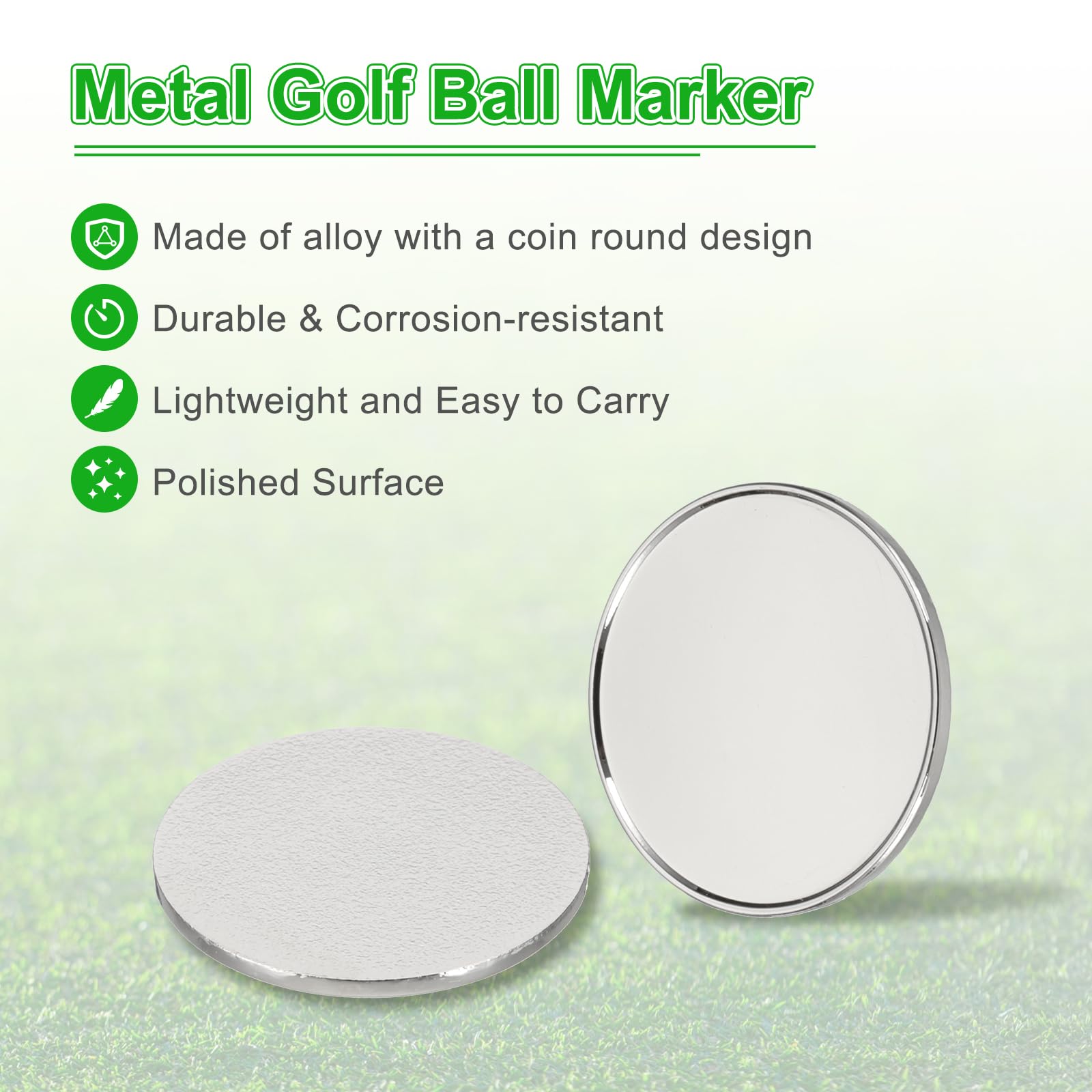 PATIKIL Marcador de Bola de Golf 1 Pulgada, 6 Unidades Marcadores Metálicos en Blanco para Posición, Accesorio para Golfistas Hombres y Mujeres, Juegos de Mesa, Plateado