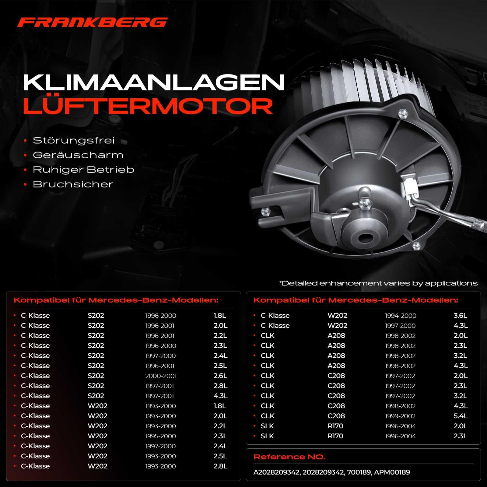 Frankberg Heizungsgebläse Gebläsemotor 2-polig Replace# A2028209342