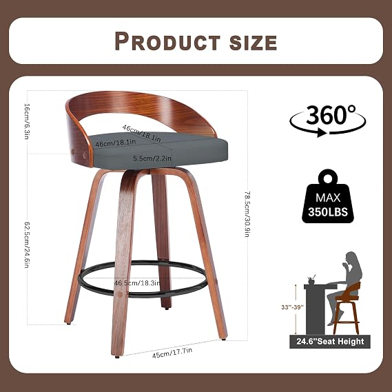 25 Swivel Bar Stools Set of 2 Mid Century Modern Bar Island Stools
