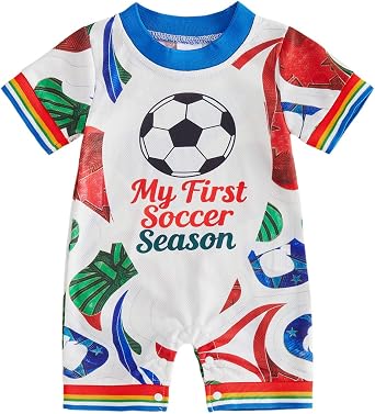 Baby Boy Jersey Romper Short Sleeve Shorts Jumpsuit Soccer Outfit World Cup Infant Newborn Summer Game Day Clothes