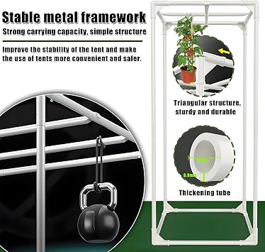 Grow Tent Kit with LED Lights, 600D Oxford Cloth, Carbon Filter for Hydroponic Indoor Plant Growing, Full Spectrum Lighting, Easy Setup, Complete Growing System