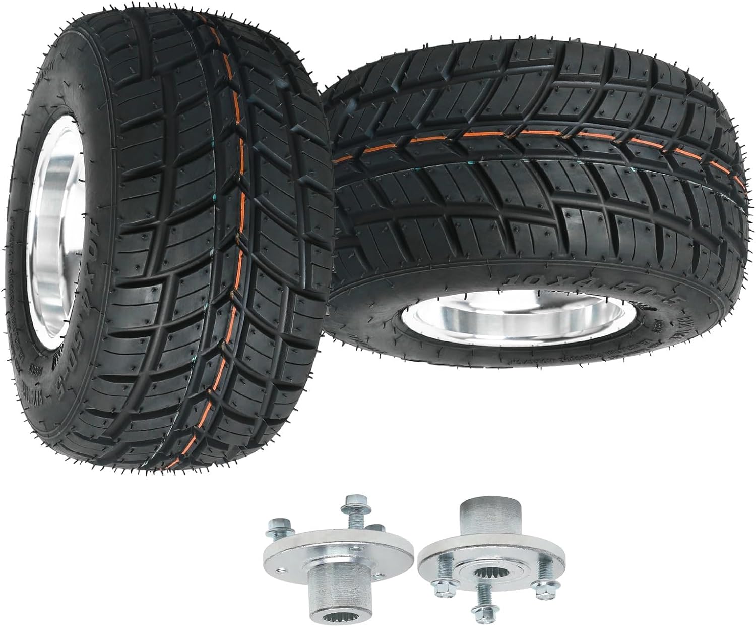10x4.50-5 Go Kart Smooth Tire Wheels with Rims & 17T Front Wheel Hubs, 3 Stud 5 Inch Tires, 5” Rim Tubeless for ATV UTV Drift Trike Buggy Mini Bike Snowmobile Snow Blower