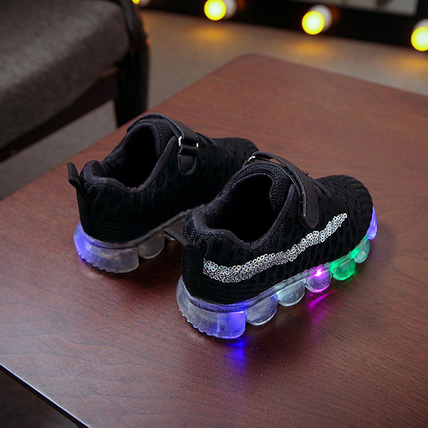 Baby Gilrs Boys Striped Shoes LED Light Up Luminous Sneakers Trainers Toddler Kids Flashing Socks Shoes Sports Running Shoes Mesh Sneakers Children Baby Outdoor Slip On Casual Shoes 1-6Year : Clothing, Shoes & Jewelry