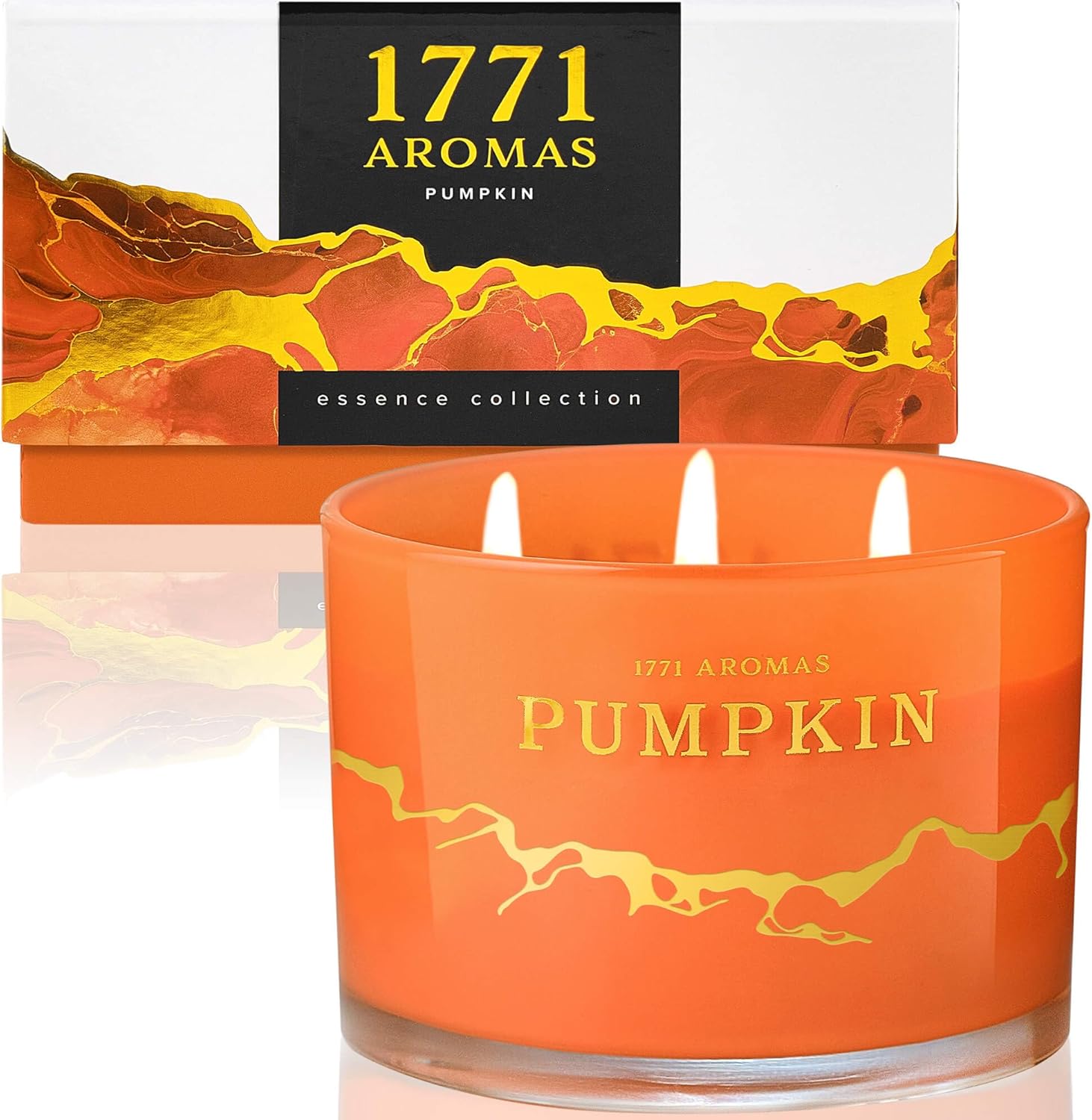 Pumpkin Spice Scented Candles – Fall Candles – 100% Natural Soy Wax – Large 3 Wick Jar Candle – Up to 50 Hours Burning – Gift-Ready Candle for Men & Women – Aromatherapy Candles