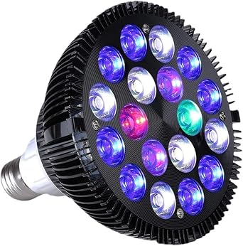 Full Spectrum LED Aquarium Lights 18W Aquatic Plants Grow Lamp for Coral Marine Algae Turtle Habitat, 6 Band 45 Degree Optical Lens, Plug and Play E26 E27