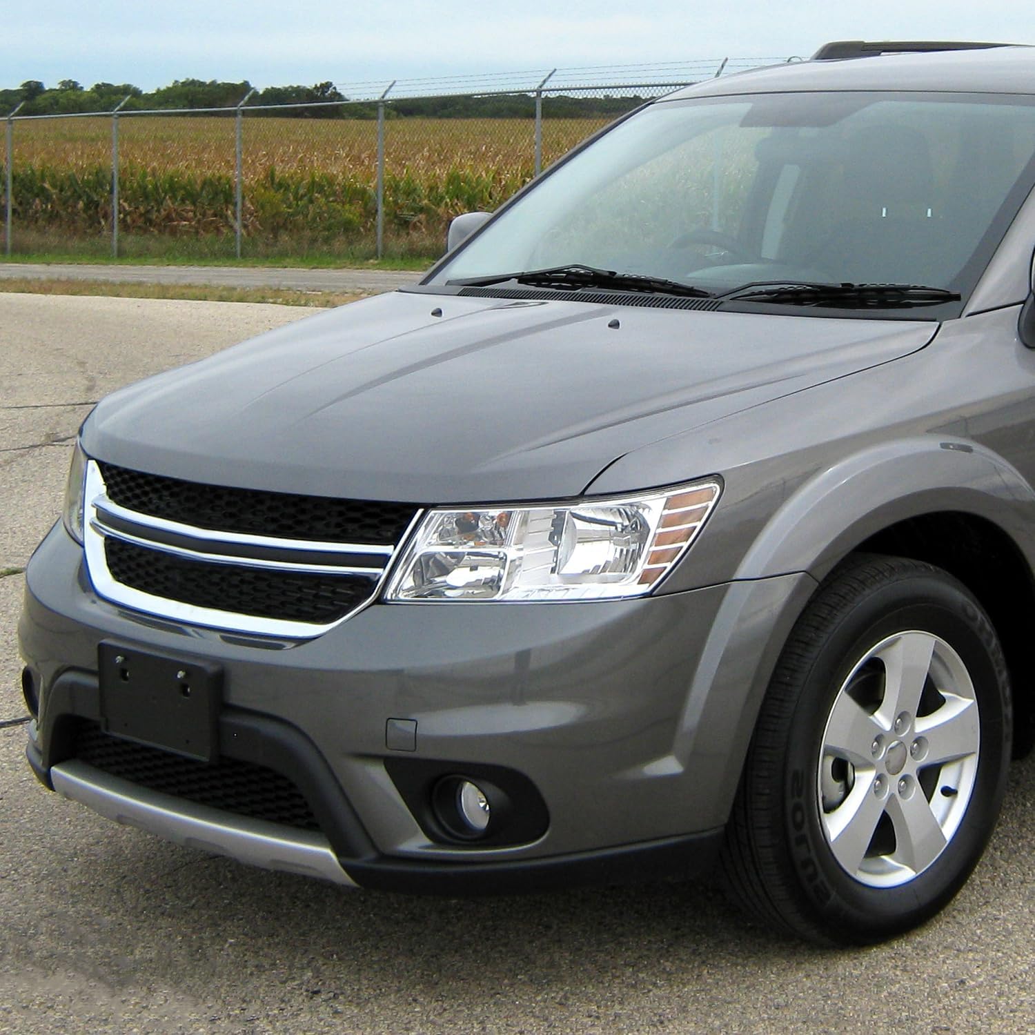 Auto Dynasty Headlights Assembly Compatible with 2009-2020 Dodge Journey, Driver Left Side Halogen Headlamps Replacement, CH2502222 OE Style, Chrome Housing Amber Corner