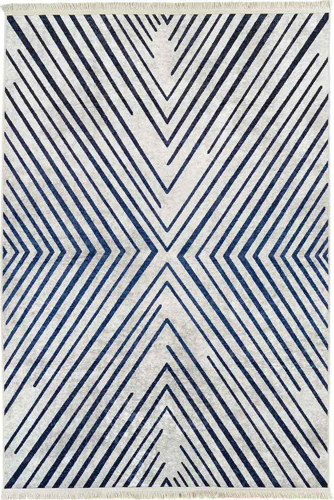 Alfa Rich 4x6 Area Rug, Ultra-Thin Geometric Grey Blue Rug, Non-Slip Machine Washable Rugs