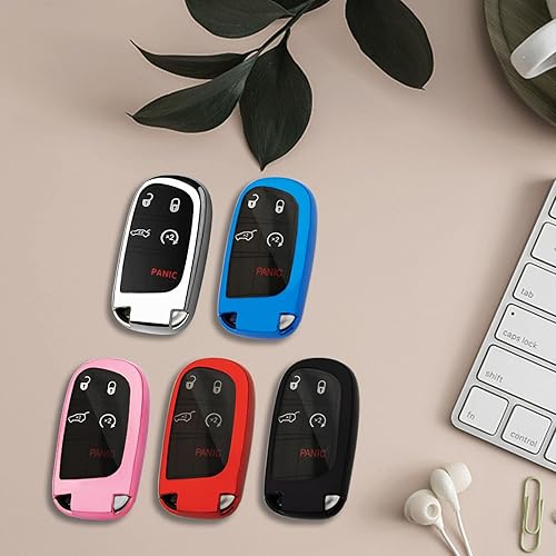 Miniatura 7 de Funda para llavero Jeep con llavero, carcasa de llave de TPU suave protección completa para Grand Cherokee Renegade Chrysler 200 300 Dodge RAM