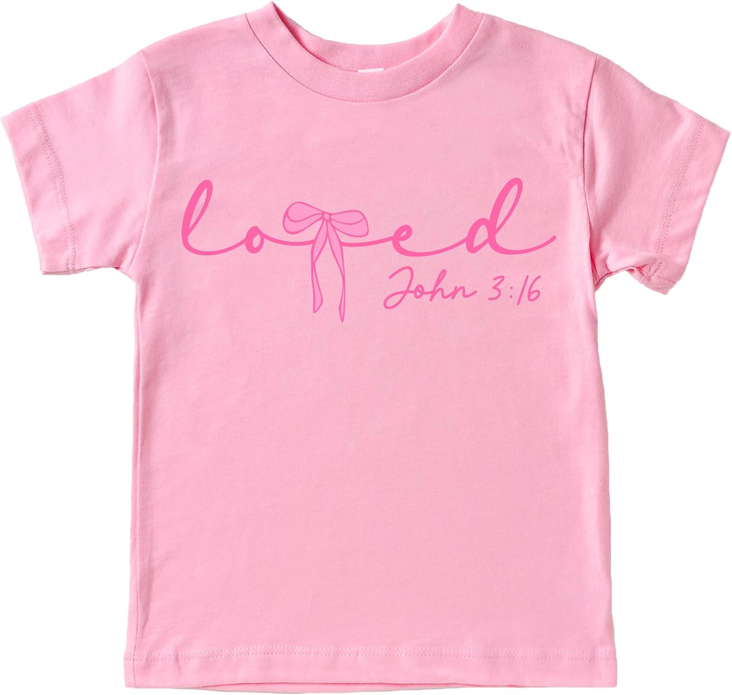 Loved Valentine's Day Shirt for Women Teens and Girls Pink Bow Christian Graphic Tee