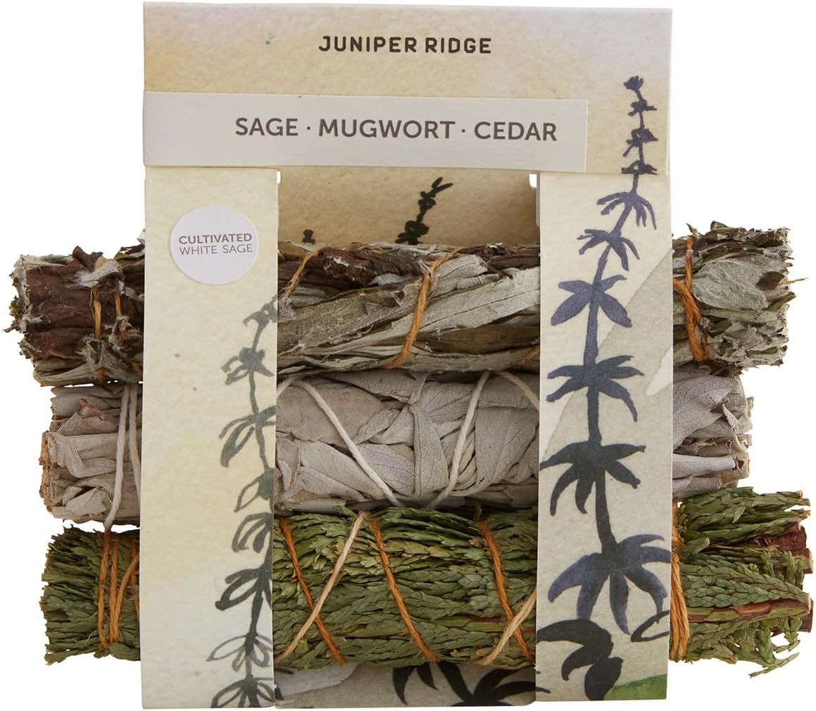 Juniper Ridge White Sage, Mugwort & Siskiyou Cedar Incense Bundle | Aromatherapy | No Synthetic Fragrance | Mini Variety | Pack of 3