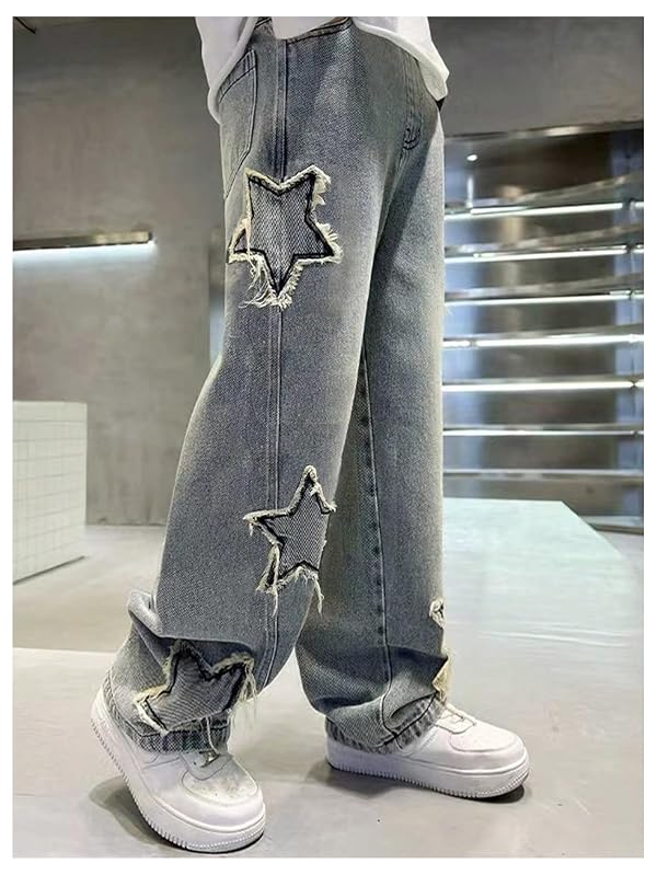 SHENHE Boy's Star Baggy Jeans Straight Wide Leg Denim Pants with Pockets by SHENHE - Image 6