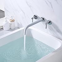 Vista 4 de sumerain Grifo de bañera de montaje en pared para baño, boquilla extra larga con alto flujo, acabado cromado Cromo