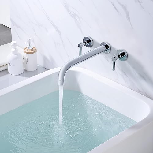 Miniatura 4 de sumerain Grifo de bañera de montaje en pared para baño, boquilla extra larga con alto flujo, acabado cromado