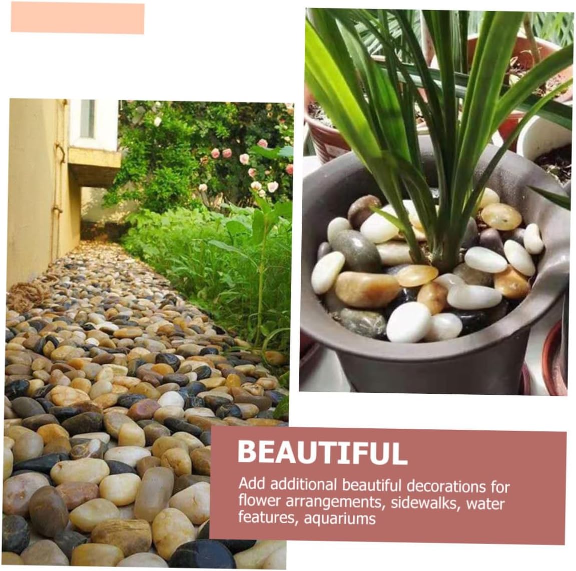 Decorative Pebbles for Landscaping Aquariums and Flowerpots of Natural Each for Garden Decor and