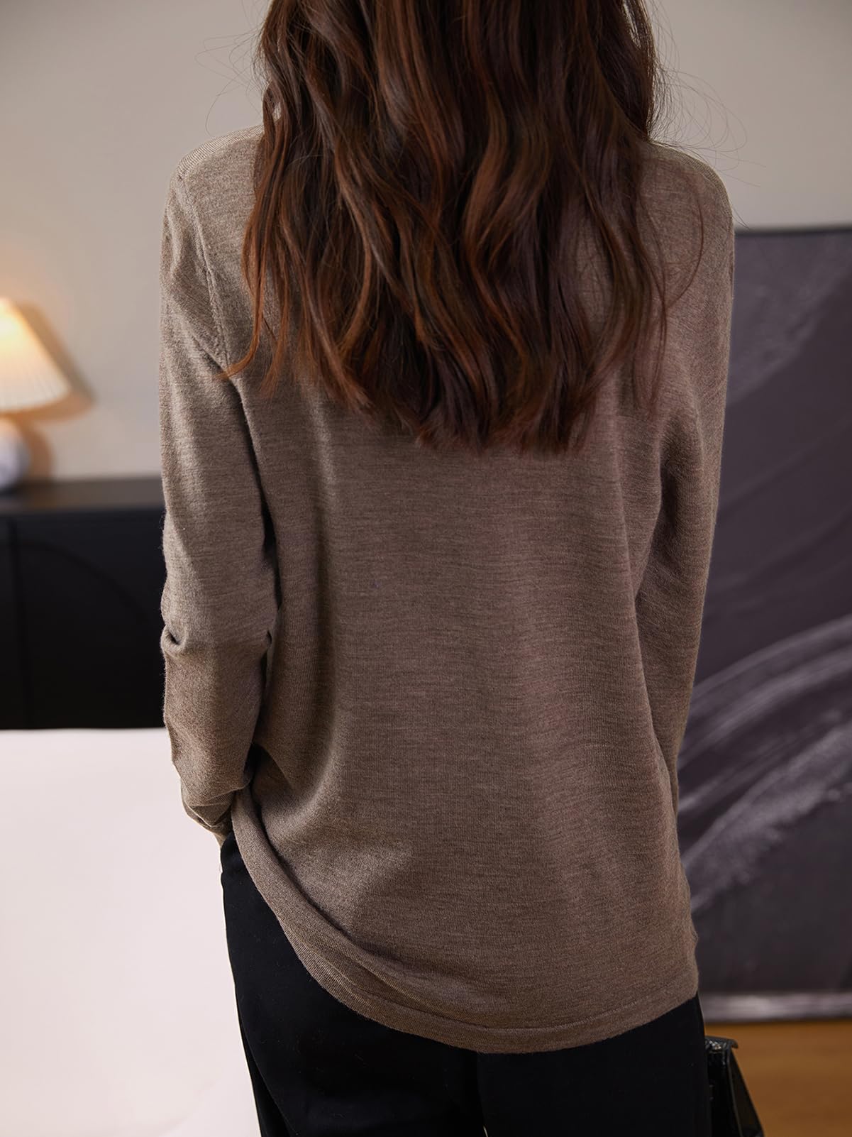 Chanyarn Donna 100% Lana Merino Maglie Termiche Maglietta Girocollo Manica Lunga Viaggio Escursionismo T-Shirt Termiche Base Layer