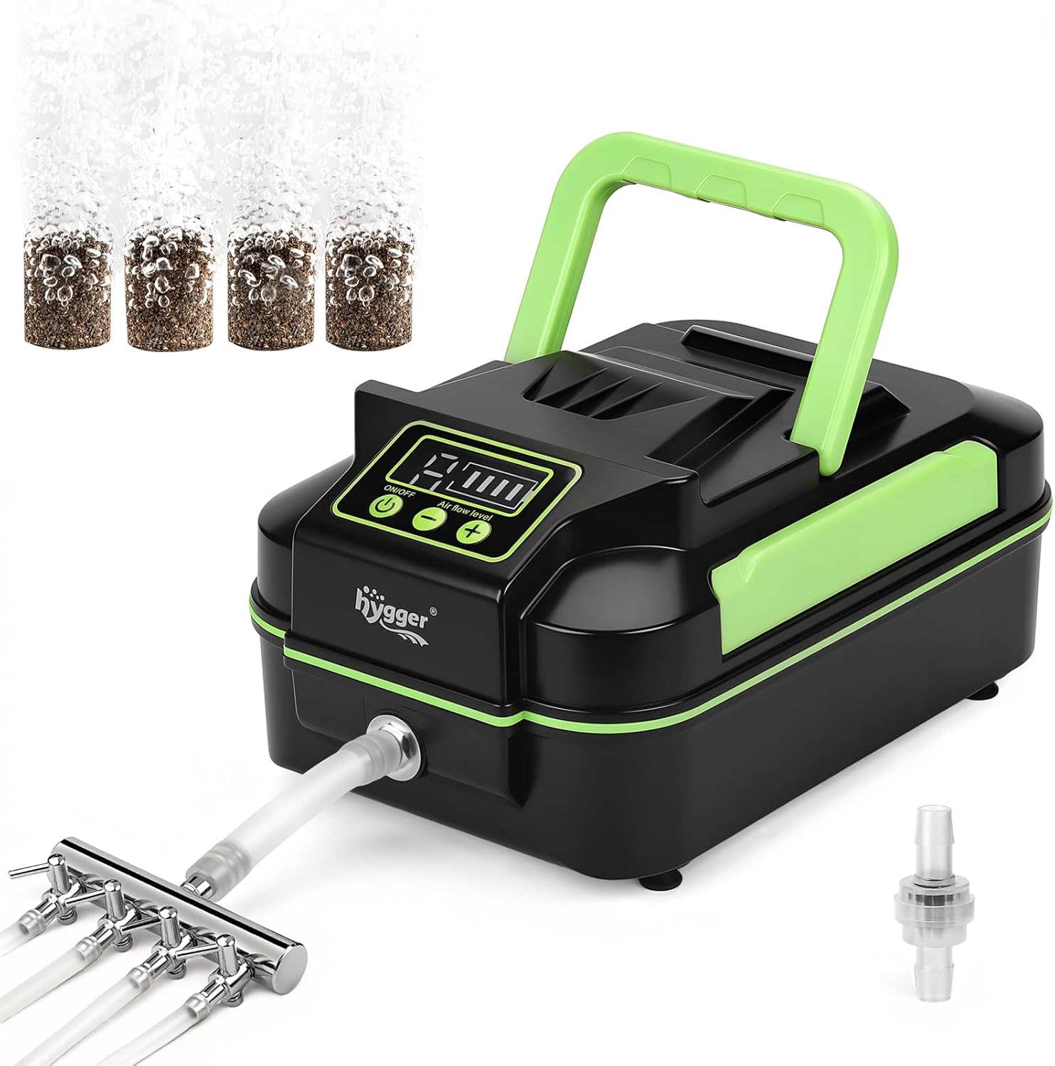 hygger Powerful Rechargeable Aquarium Air Pump, Adjustable Battery-Powered Oxygen Aerator for Fish Tank Emergency, Commercial Use, Live Well, Koi Pond & Power Outages