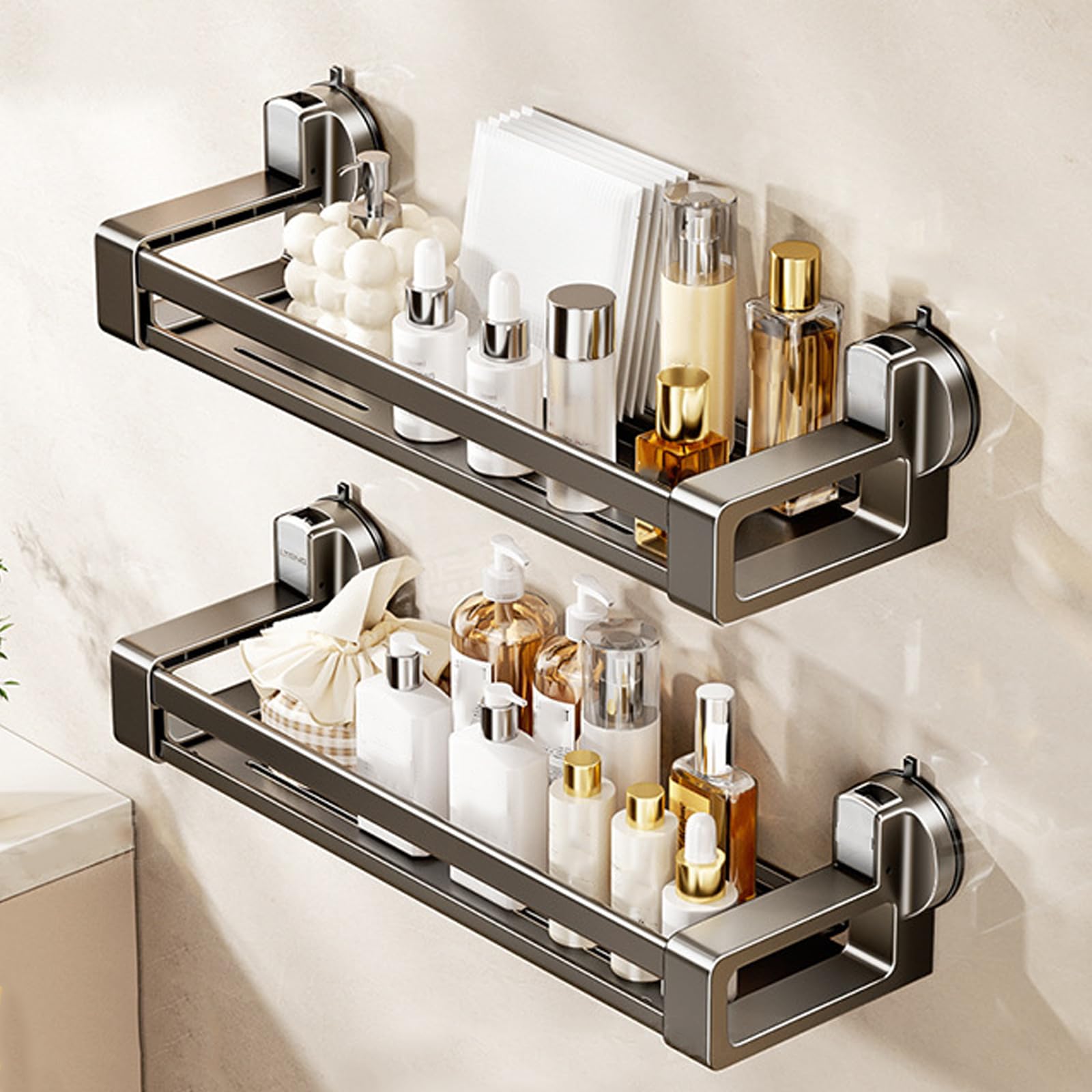 Osuke Shower Caddy Suction Cup 2 Pack Shower Organizer Removable Shelves for Inside Shower No-Drilling Bathroom Shampoo Holder