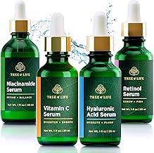 Tree of Life Beauty Facial Skin Care Set, Brightening, Firming, Hydrating, Dry Face, Dermatologist Tested - Niacinamide + Vitamin C + Retinol + Hyaluronic Acid Serum - 4 count of 1 Fl Oz