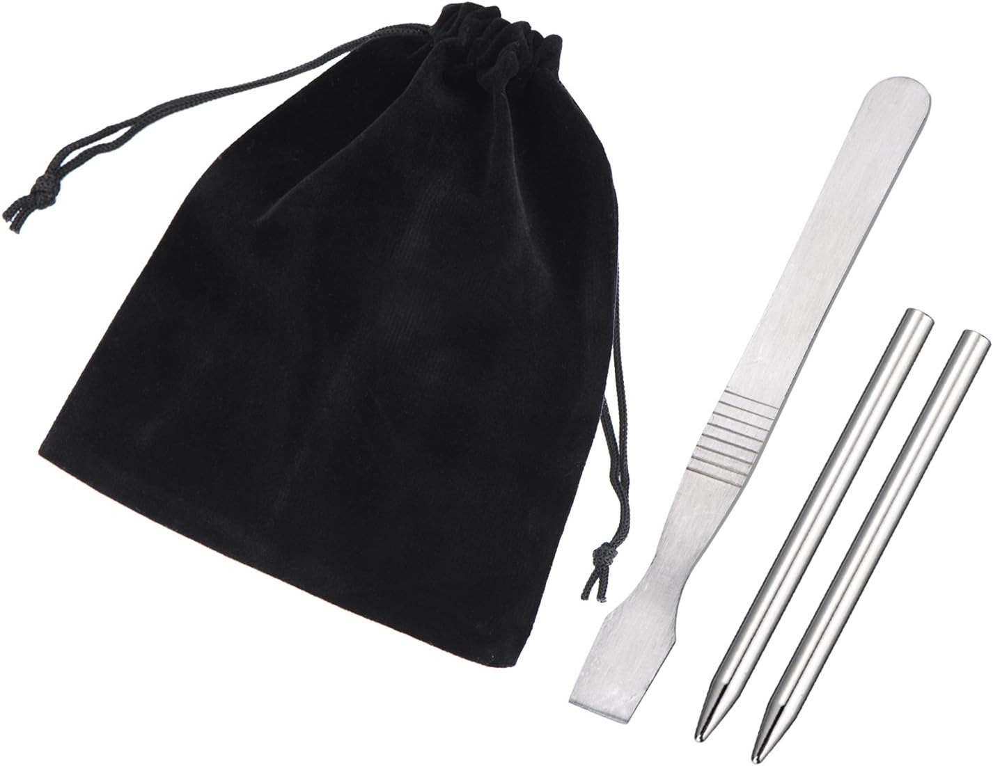 BBTO 2 Pieces Paracord FID Stainless Steel Paracord Lacing Needle Stitching Needle and 1 Piece Paracord Smoothing Tool with 1 Piece Velvet Bag (Silver)