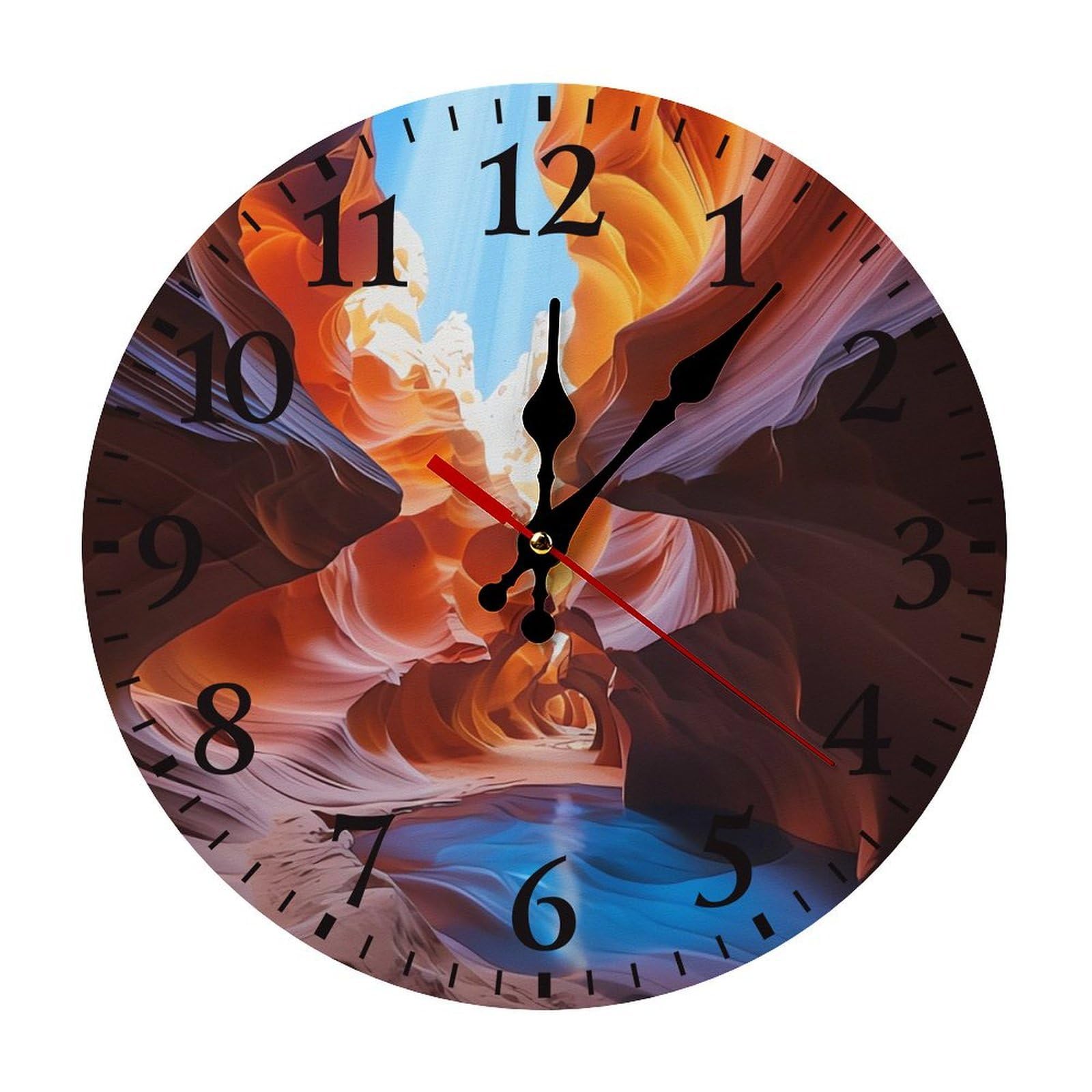 NTVOWPZO 10 Inch Wall Clock Antelope Canyon Battery Operated Wall Clocks Silent Non-Ticking Round Wall Clock for Living Room Kitchen Home Office Wall Decorative Clock