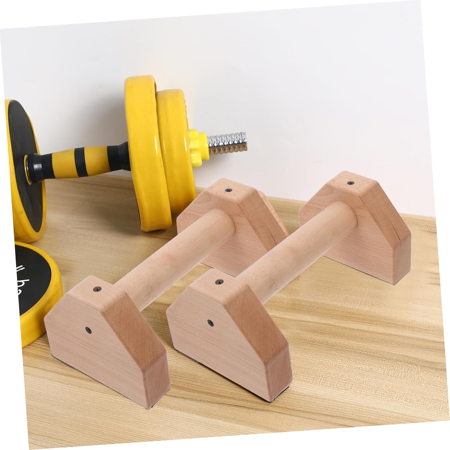 HANABASS Ergonomic Push-up Stands 2 Pcs Wooden Push-up Handles Strength Training Equipment Non-slip Base for Home Gym Workouts