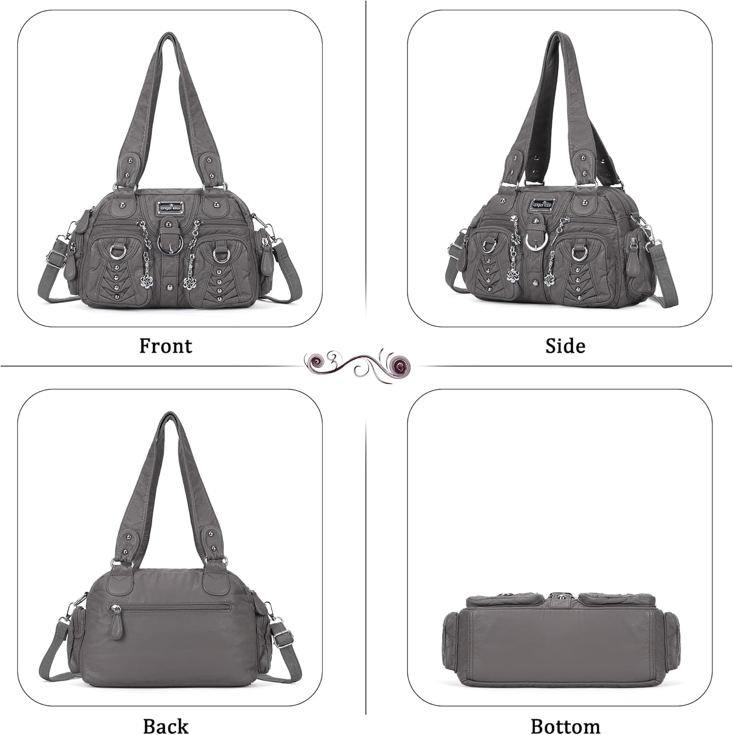 Angel Kiss Small Purse Handbag for Women Crossbody and Shoulder Bags Multipocket Soft Hobo Purses Adjustable Strap - Image 5