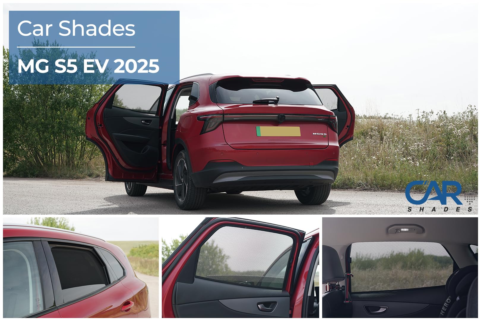Set de Car Shades (Portes arrières) Compatible avec MG S5 (EV) 2025- (2-pièces) Pare-Soleil sur Mesure pour Voiture