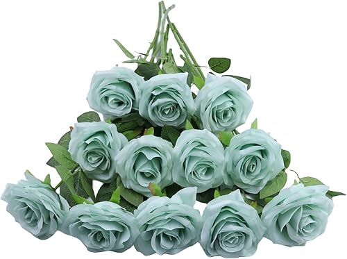 Miniatura 53 de Flores artificiales de rosa, rosa artificial, rosa falsa, rosa de seda, flores falsas de aspecto real con tallos para ramos de boda DIY, centros de