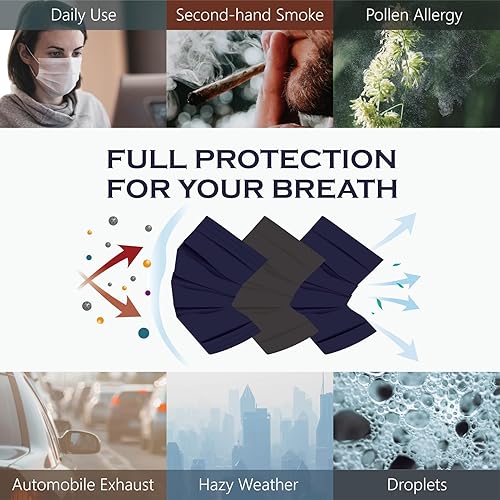 Miniatura 5 de CSD Colo - 30 máscaras faciales desechables de color azul marino, 3 capas para adultos con banda elástica para las orejas, clip para puente nasal,