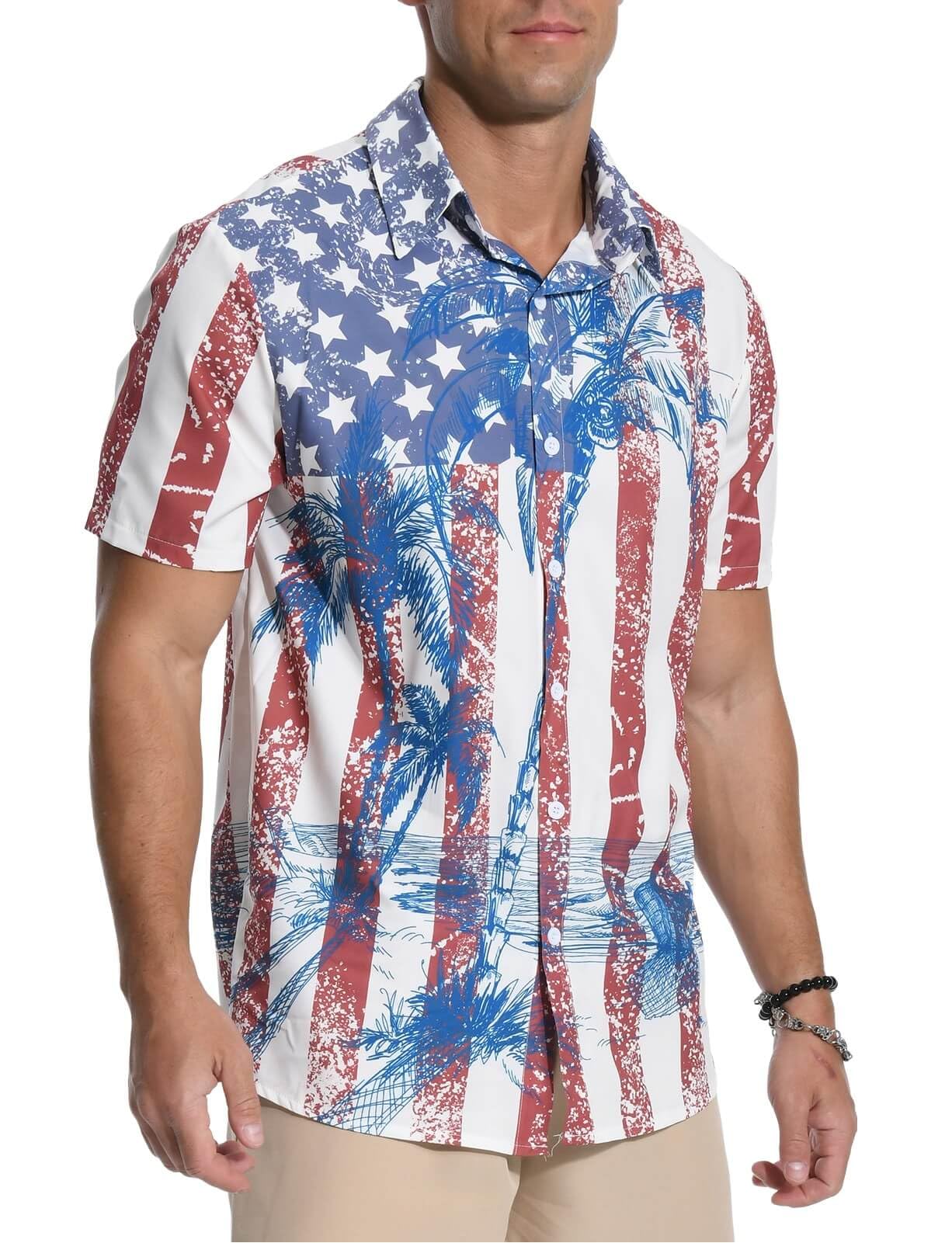 Aiyino Hawaiian Shirt for Men, Tropical Holiday Short Sleeve Casual Button Down Beach Shirts