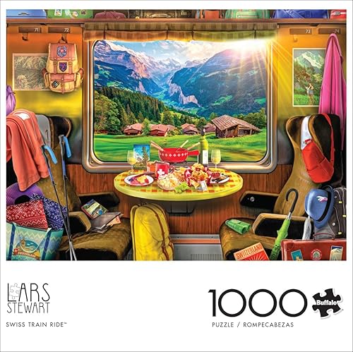 Miniatura 2 de Buffalo Games - Lars Stewart - Swiss Train Ride - Rompecabezas de 1000 piezas para adultos desafiante rompecabezas perfecto para noches de juego -