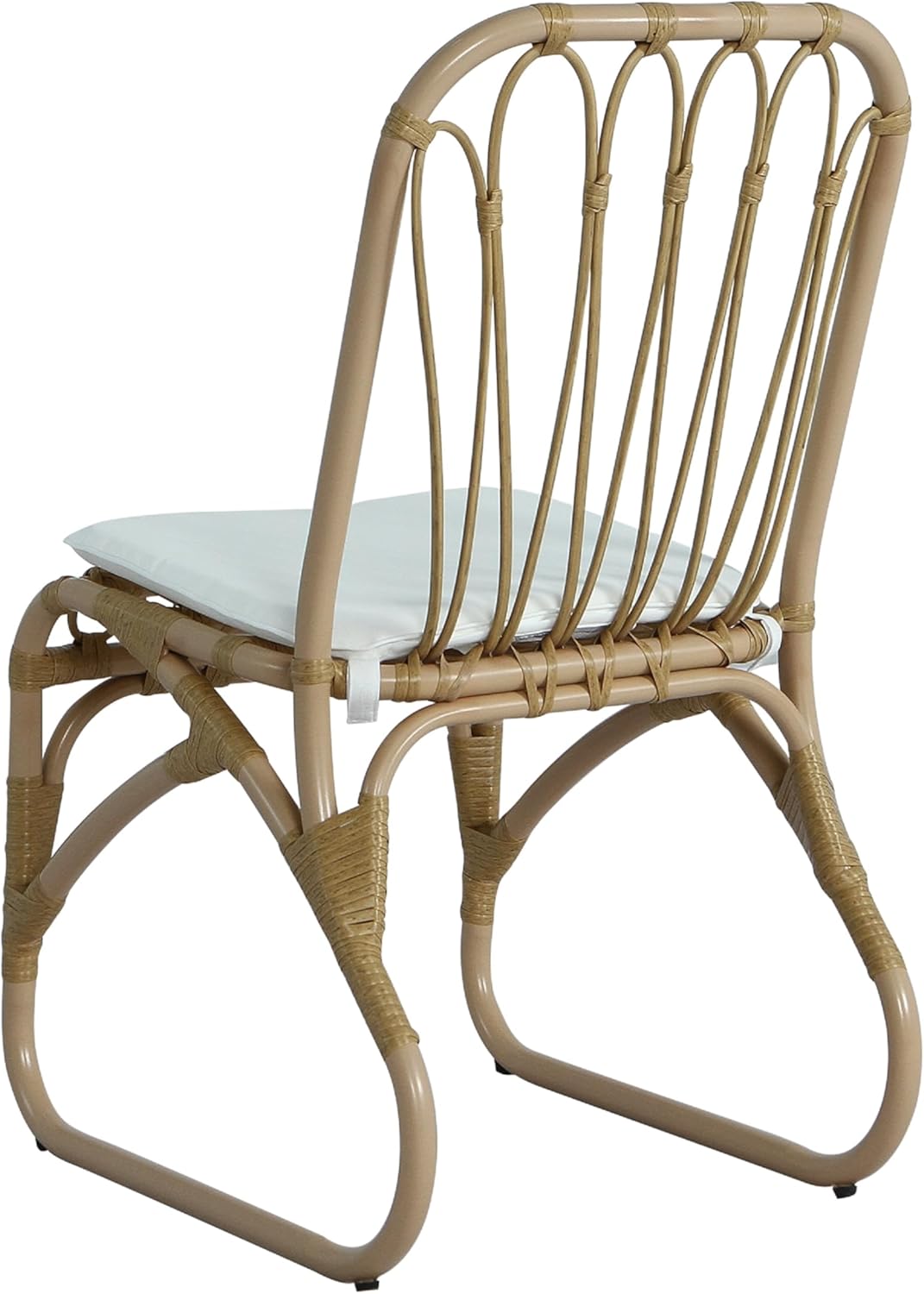Outdoor Rattan Chairs Set of 2 - Wicker Patio Chairs with Washable Cushion and Petal-Shaped Backrest, Boho Outdoor Chair with Iron Frame for Backyard, Balcony, Porch (Yellow)