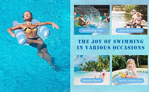 Miniatura 6 de Paquete de 3 flotadores de agua para adultos, flotadores de piscina multiusos 4 en 1, sillas de piscina flotantes para adultos, hamaca flotante,