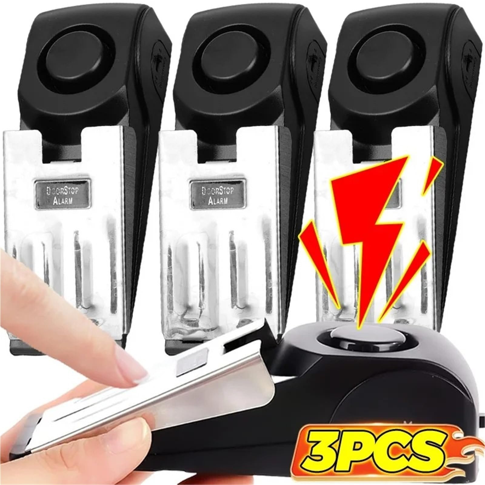 Tope Para Puerta Con Alarma Alarma de tope puerta cuña 120 dB(3pcs 3.8 * 13.7cm)