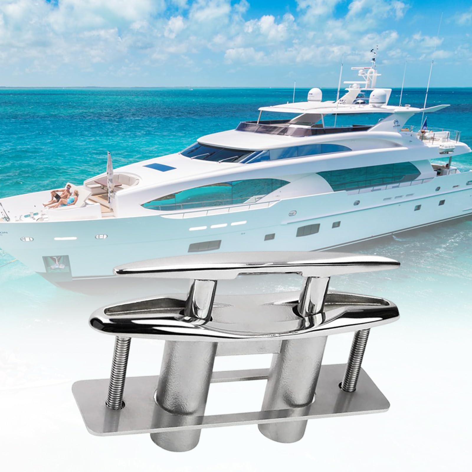 Handgefertigte, eingebettete Bootsklampe aus 316-Edelstahl mit elegantem Design für Verschiedene Marineanwendungen Klampe Yacht Look