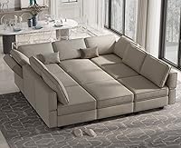 Belffin Modular Sectional Sofa Bed with Storage Ottomans, Grey Velvet Reversible Chaise Sleeper Couch MD-S-1