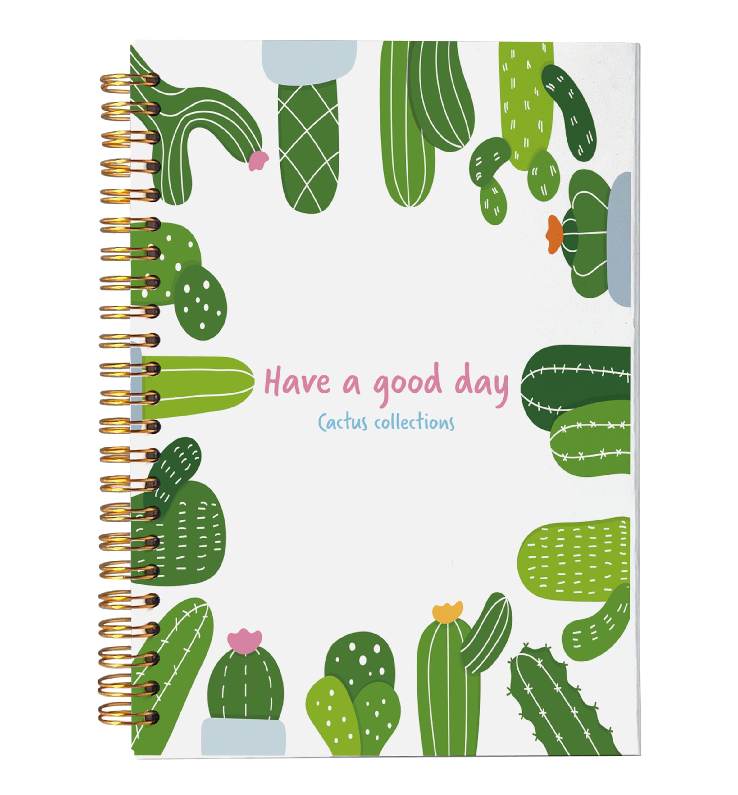 VNWEK Cactus Notebook - Cacti & Succulent Plants Notebook, Cactus Gifts for Women, Plant Notebook, Have a Good Day Cactus Spiral Notebook 5.5x8.3,Writing Notebooks