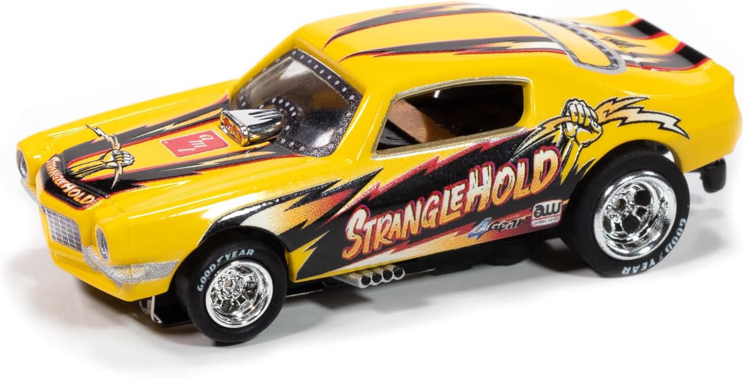 Auto World SC421-4Y 4Gear 1970 Chevy Camaro Stranglehold FC (Yellow, Red & Black) HO Scale Slot Car