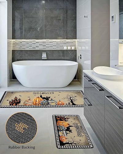 Miniatura 5 de Tapete de baño de Halloween para bañera, antideslizante, de secado rápido, absorbente, tierra de diatomeas, ducha, cocina, casa encantada, calavera