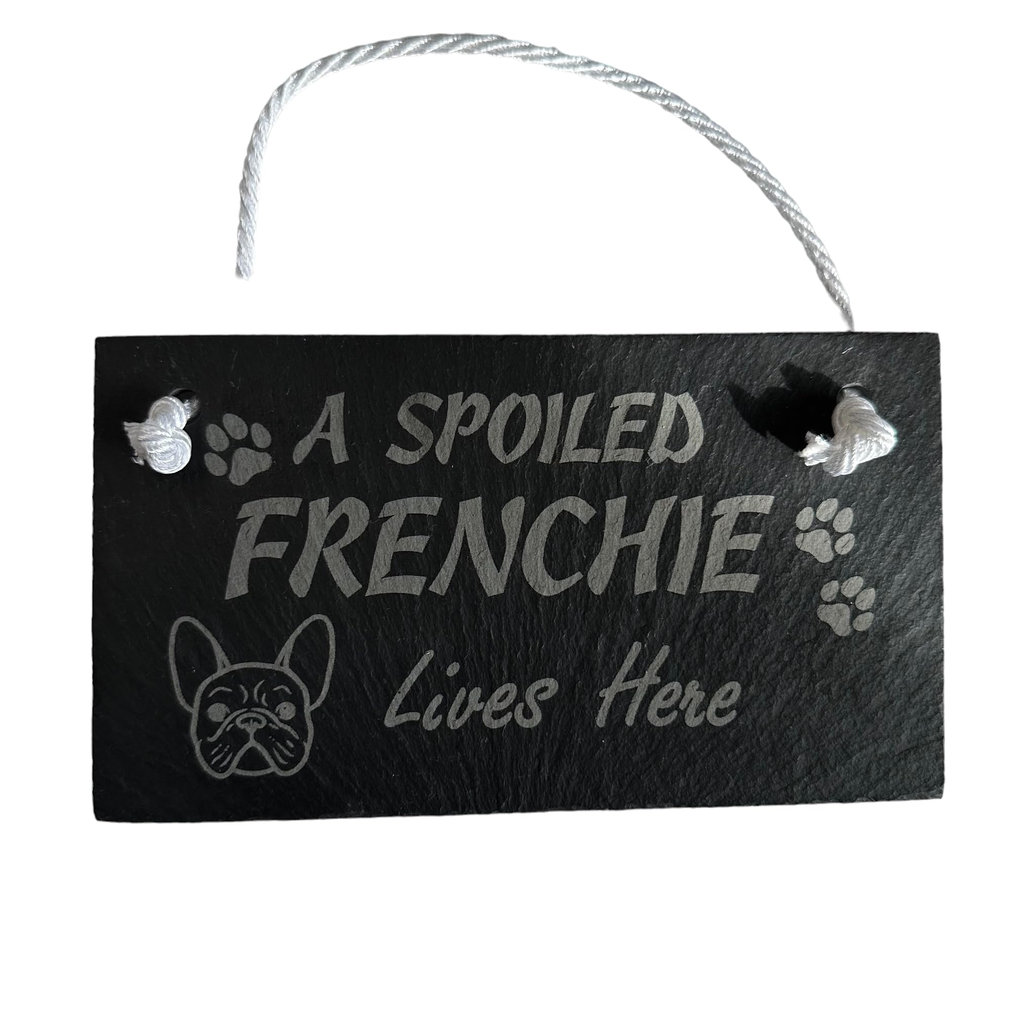 HNP Adorable French Bulldog Hanging Sign- A Spoiled Frenchie lives here