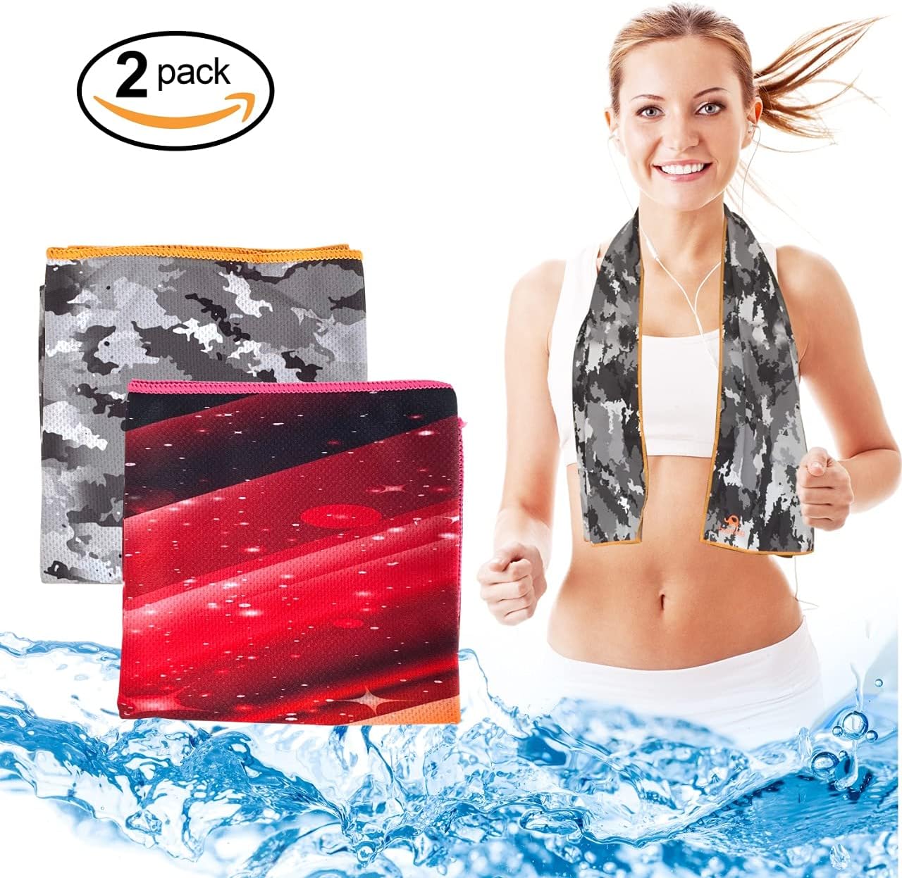 Elite Trend Cooling Towels and Neck Wrap - Cold Neck Cooler Wraps,Instant Chilling Towel Coolers for Hot Weather, Headband, Bandana, UPF 50 (2COSMILI, Large(47X12-INCH))