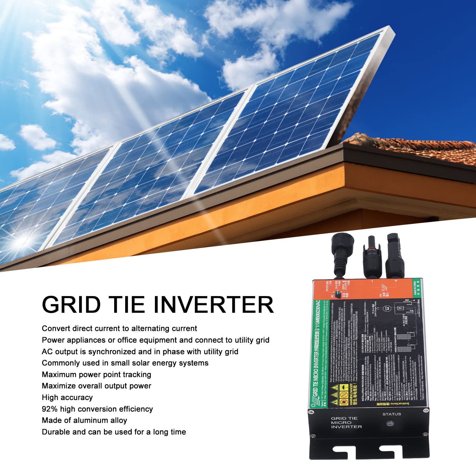 Micro Inverter Compacto MPPT MPPT Inverter de Onda Sinusoidal para Sistemas de Energía Solar (500W)