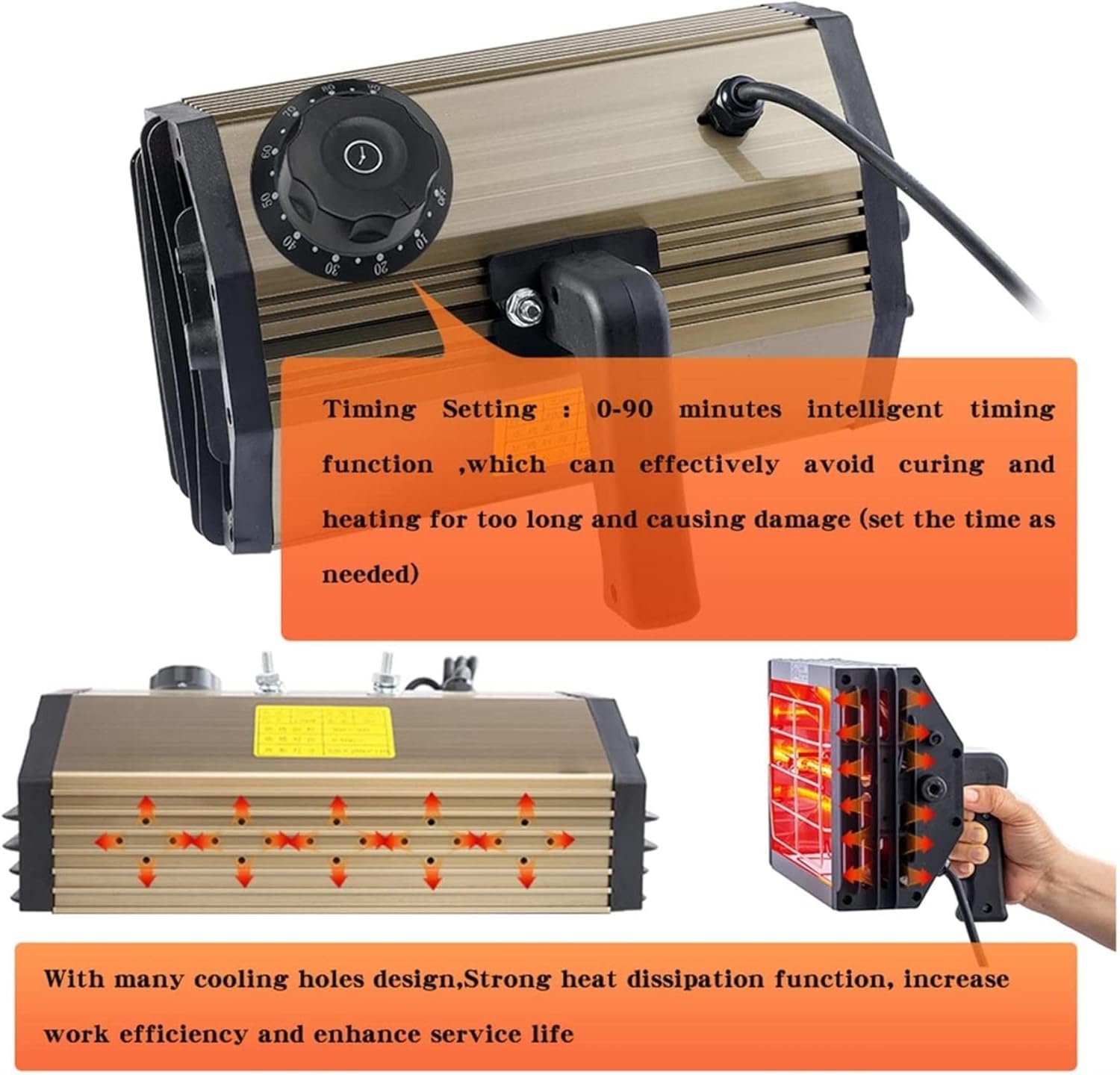 Infrared Paint Curing Lamp - Paint Dryer Heater for Auto Body Repair, Handheld Short Wave Paint Booth Light for Efficient Car Paint Drying and Curing