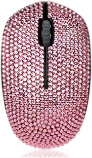 SA@ Luxury 6 Colors Bling Crystal Rhinestone 2.4G Wireless Mouse for Laptop, Notebook, PC, Computer, MacBook Gifts for The Office (Pink)