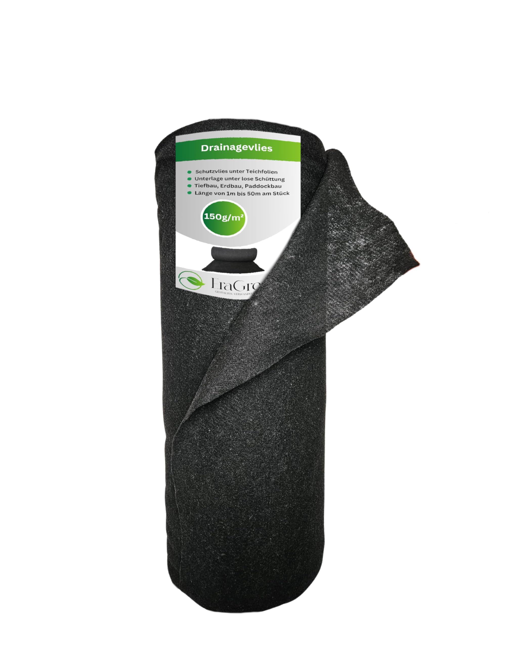 EraGreen Premium Tejido Drenante 5m x 1m - Tejido Separador 150g/m² Permeable al Agua - Tejido Filtro, Tejido Separador para Jardineras Elevadas y Macetas - Negro
