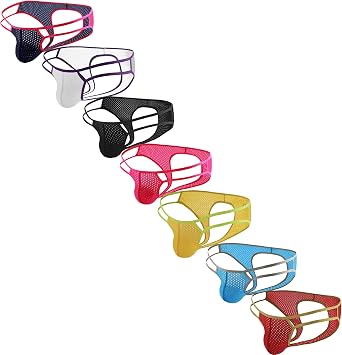 QiaTi Mens Jockstrap Underwear Sexy Mens Thong G-String Mesh Breathable Athletic Supporter for Men Daily